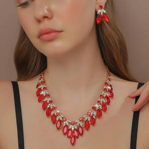 Conjunto de Collar y Pendientes Románticos para Novia, Chapados en Oro, para Bodas, Vestidos de Noche y Sesiones de Fotografía - Product Image 1