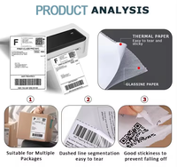 Label Stiker Printer Kustom Thermal Langsung untuk Barcode 76.2x101.6mm 3x4 Inch, Dicetak, Perekat Sendiri, untuk Penandaan Gudang dan Kemasan