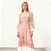 Robe en lin et coton à motif floral blanc personnalisée OEM pour femmes et adolescentes, printemps été, dentelle, fermeture éclair, décorations, succès de la marque