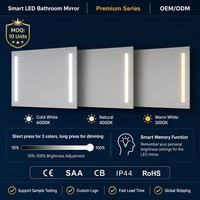 Miroir mural intelligent de salle de bain pour hôtel, moderne et luxueux, étanche IP44, anti-buée, avec éclairage LED