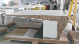 أبيض الاكريليك سطح صلب فاخر تصميم مكتب عمل - Product Image 5