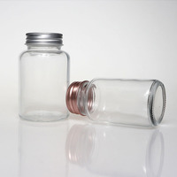 Flacon en verre transparent givré pour pilules, compléments alimentaires, capsules, avec couvercle en aluminium et joint de sécurité, 60 ml, 100 ml, 120 ml, 200 ml