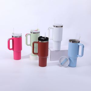 Mug de voyage H2.0 avec poignée, 30 oz, double paroi isolée, couvercle, paille, antidérapant, logo personnalisé ODM - Product Image 4