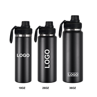 Bouteille isotherme en acier inoxydable à double paroi avec logo personnalisé, 18 oz, 26 oz, 36 oz, pour eau chaude et froide, avec bouchon à ouverture rapide, idéale pour les voyages