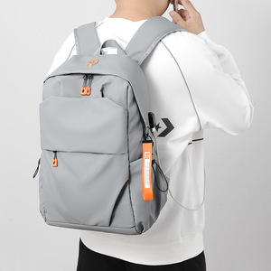 Gray <b>Laptop</b> <b>Backpack</b> 15 Inch Large Capacity Business Travel Bag With Orange Accents - Product Image 2