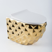 Toilette murale monobloc en céramique, design égyptien, moderne, unique et en demande, à motif doré