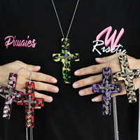 Colliers avec grand pendentif croix pour hommes, femmes, couples, bijoux, collier croix gothique en cuir avec gros rivets, unisexe, Y2K PUNK Goth