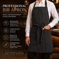 Tablier à bretelles rayé imperméable avec sangle réglable, logo personnalisé, uniforme de chef pour restaurant, cuisine, café, grill, boulangerie
