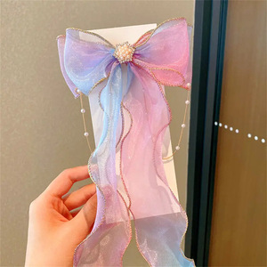 Summer Girls Princess Hairpins Lovely <span class=keywords><strong>Ribbon</strong></span> Hair Pins e <span class=keywords><strong>Clips</strong></span> para crianças Tranças Headdress Princess <span class=keywords><strong>Ribbon</strong></span> Acessórios - Product Image 2