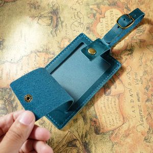 Premium Crazy Horse Leather Luggage Tag Travel <b>Suitcase</b> Identifier Baggage Label with Name Card Holder - Product Image 6