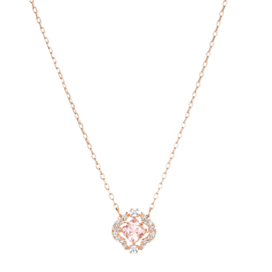 Collier pendentif en argent Sterling 925 plaqué or Rose, pierre Morganite, romantique, princesse - Product Image 1