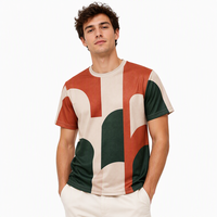 T-shirt à manches courtes pour homme, imprimé géométrique 3D, popeline, 100% polyester, séchage rapide, respirant, col rond, prêt à être expédié