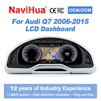 NaviHua Panneau de tableau de bord LCD Nouveau design pour Audi Q7 2006-2015, Affichage de vitesse CarPlay, Système Linux, Plug and Play