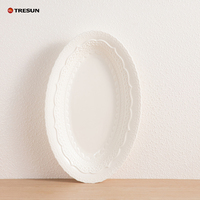 Service de vaisselle en céramique embossée de style nordique moderne TRESUN, assiettes et bols en porcelaine blanche pour la maison, les restaurants et les hôtels