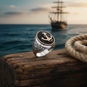 925K Sterling Silver Anchor <b>Men</b> <b>Ring</b> - Product Image 3