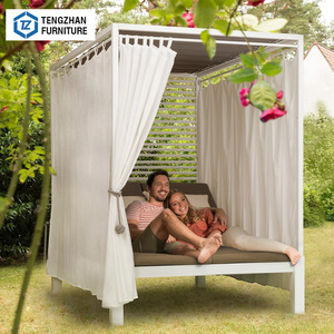 Lettino Prendisole Doppio Reclinabile in Alluminio per Esterni Villa Hotel Giardino Piscina Spiaggia, Impermeabile e Anti-UV - Product Image 2