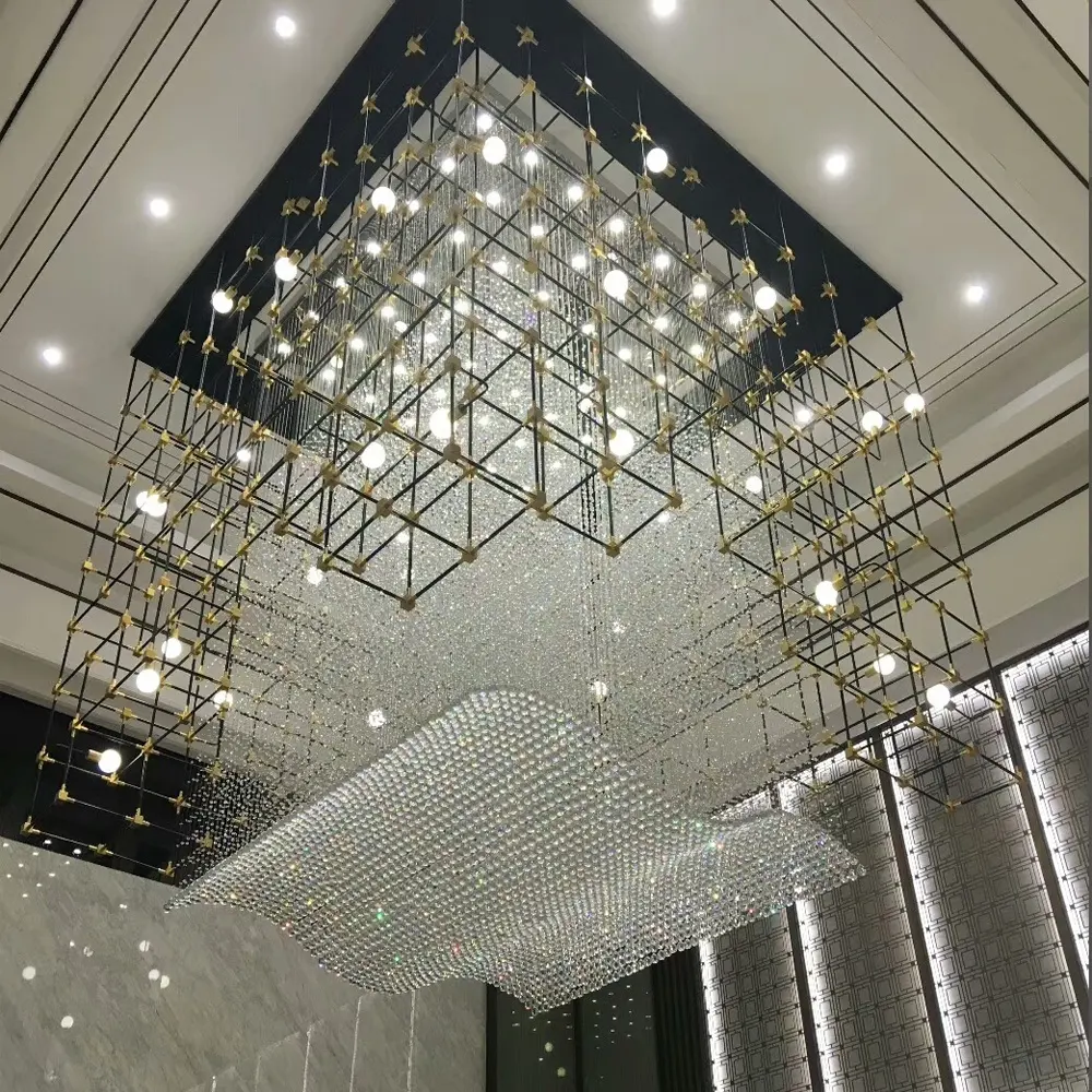 Lobby Villa Mall Large Chandelier Suspension Lamp Stylish LED Unique Design Creative Lighting Crystal Pendant Light