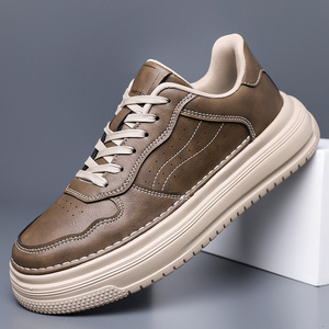 Chaussures de sport pour hommes en cuir microfibre blanc, bout rond, lacets, respirantes, style basket-ball, semelle extérieure en caoutchouc EVA - Product Image 4