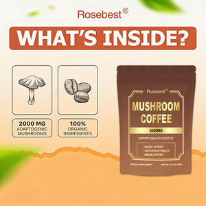 Café en Polvo Orgánico Rosebest OEM de Marca Privada <span class=keywords><strong>con</strong></span> Mezcla de Hongos Melena de León, Shiitake, Cordyceps, Cola de Pavo y <span class=keywords><strong>Ganoderma</strong></span> Lucidum - Product Image 4