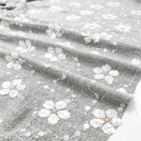 Tissu Tweed Léger 100% Polyester 220gsm 135/148cm avec Broderie Florale 3D à Paillettes pour la Confection de Manteaux et Vêtements Féminins