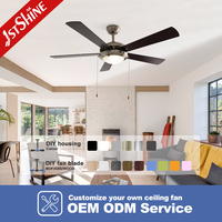 Ventilateur de plafond 1stshine à 5 pales classiques en MDF, à économie d'énergie, avec commande par chaîne, de qualité professionnelle, au design élégant, avec lumière
