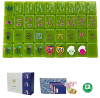 Ensemble de Mahjong Américain de Luxe Moderne avec Tuiles en Acrylique Translucides Vert Jade, Coffret Cadeau Personnalisé pour Fêtes à Domicile et Cadeaux
