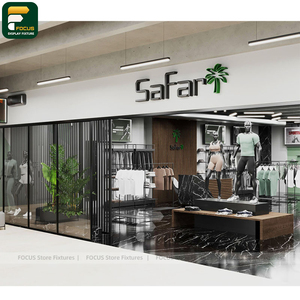 ตู้โชว์สินค้าแฟชั่นทันสมัยสุดหรู ชั้นวางเสื้อผ้า ชั้นวางของติดผนัง เคาน์เตอร์คิดเงิน ชุดกระจก - Product Image 5