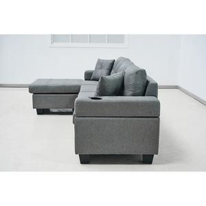 Sofá de tela Sofá <span class=keywords><strong>en</strong></span> forma de <span class=keywords><strong>L</strong></span> con almacenamiento Otomano Convertible izquierdo y derecho - Product Image 6
