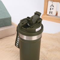 Mug de voyage isotherme personnalisé en céramique sans BPA de 500 ml avec couvercle à paille rabattable