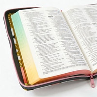 Couverture en cuir personnalisée, Bible espagnole Sagrada, version anglaise KJV, livre biblique avec fermeture éclair, papier offset, bordure argentée