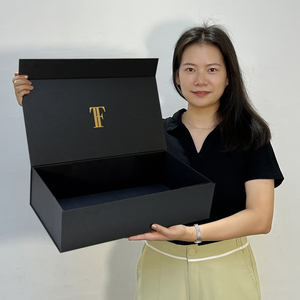 Giấy cứng nhắc các tông bao bì Mỹ phẩm quà tặng lật hộp thương hiệu sang trọng tùy chỉnh in logo mờ hộp Nam Châm Màu Đen chấp nhận - Product Image 2