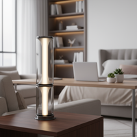 Table électrique moderne minimaliste en métal et verre avec commande par interrupteur LED, CRI 90 élevé, alimentation USB, lumière blanc chaud, protection des yeux, pour la maison