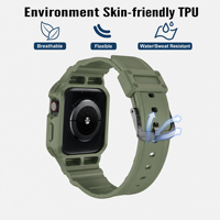 Bracelet de montre Upro Integrated Armor Case pour Apple Watch Series 9 8 7 6 5 4 3, bracelet en silicone TPU antichoc avec boucle