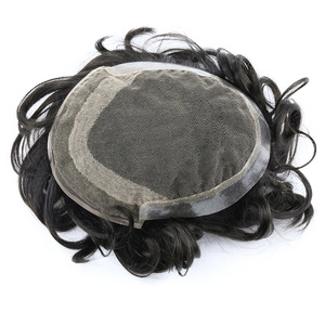 Parrucca da <span class=keywords><strong>Uomo</strong></span> in Pizzo e NPU Completamente Intrecciata a Mano, Stile OCT, Capelli Umani Veri, Disponibile per Spedizione Immediata - Product Image 3