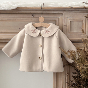 2026 Neue Baby-Polyesterjacke mit niedlichem Sonnen-Stickerei-Kragen, warme beige/kamelfarbene Oberbekleidung für Kleinkinder, Herbst-Winter-Jacke - Product Image 5