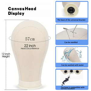 20\"-24\" PVC Stand <strong>Styling</strong> <strong>Head</strong> 100% Cork Canvas Mannequin <strong>Head</strong> for Wig Display Foam Wood Plastic Material 22 Mounting Holes - Product Image 6