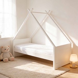 เฟอร์นิเจอร์เด็กไม้เนื้อแข็ง เตียงบ้านเด็กพร้อมที่เก็บของ เตียงพื้นสำหรับเด็ก - Product Image 5