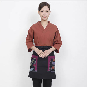 Tenue de travail unisexe pour serveurs de sushi, uniforme de chef en coton tissé lavé de style <span class=keywords><strong>japonais</strong></span> pour <span class=keywords><strong>restaurant</strong></span> - Product Image 4