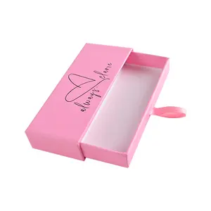 Scatola di ciglia con estensione falsa in carta con Logo personalizzato cassetto scatola di imballaggio per ciglia all'ingrosso scatola di ciglia vuote rosa con striscia sfusa - Product Image 1