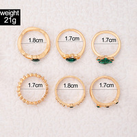 Go Party 6 pièces/ensemble brillant strass Index bague géométrique étoile à cinq branches coeur couronne anneaux d'articulation ensembles pour femmes filles