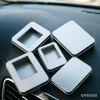 Caja Metálica Rectangular Pequeña para Teclas USB, con Tapa Transparente y Superficie Brillante, Impresa en Serigrafía