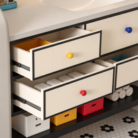 Ensemble de meubles de salle de bain créatif et adapté aux enfants, avec poignées multicolores, armoire flottante et grand miroir LED, fabrication OEM ODM sur mesure