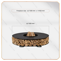 CRUISE 360 ° Observation du feu 150cm Moderne Jardin Patio Métal Rond Bois Barbecue Barbecue Grill Fire Pit Table
