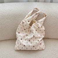 Tas Belanja Bahu Gaya Korea Musim Gugur Musim Dingin dengan Motif Beruang Kartun yang Manis, Serbaguna untuk Pelajar Wanita dengan Dua Tali