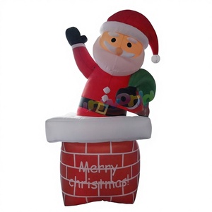 Outdoor giant xmas holiday christmas <b>inflatable</b> decoration air blow up santa claus from a chimney - Product Image 1