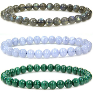 Pulsera de cuentas redondas, hecha a mano, piedra Natural, ágata, elástica, 6mm, venta al por mayor - Product Image 3
