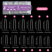 Vente chaude Transparent Demi Bâton XXXL Denim Trapézoïdal Nail Patch Long Tuyau D'eau Nail Plaque Europe Amérique Français Made ABS