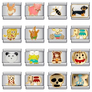 Pulseras de Joyería de Moda DIY de Acero Inoxidable con Dijes Italianos Modulares Elásticos de Esmalte de Animales Hechos a Mano para Venta al por Mayor para Niños y Niñas - Product Image 1
