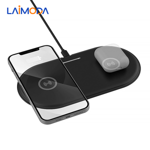 Laimoda mới 2 trong 1 không dây kép sạc pad cho điện thoại di động không dây nhanh chóng sạc <span class=keywords><strong>Dock</strong></span> Trạm Sạc không dây từ - Product Image 1