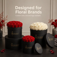 Boîte cadeau en gros avec couvercle en forme de chapeau, logo personnalisé, boîte ronde tendance pour l'emballage de fleurs